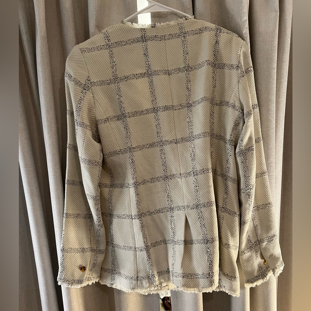Ann Taylor Chic Cream Plaid Women's Blazer 10 - Picture 3 of 4